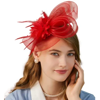 Flower Mesh Feather Fascinator